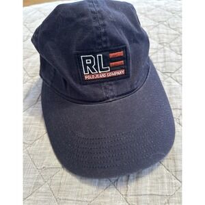 Vintage Polo Jeans Co Ralph Lauren Navy Camp Hat 5-Panel Adjustable USA Flag Dad